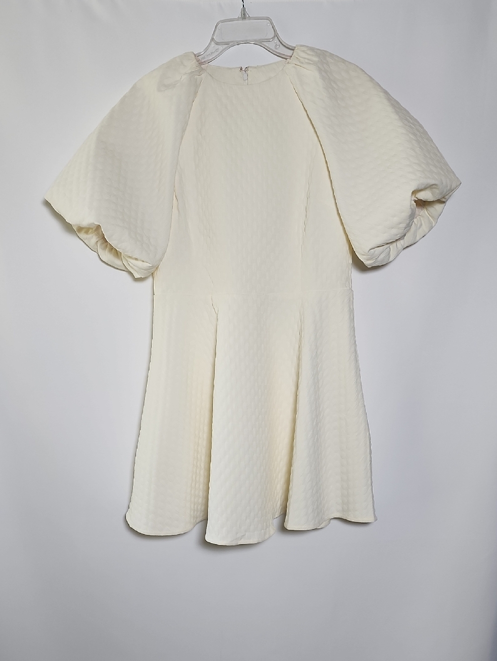 Ivory Puff-Sleeve A-Line Dress
